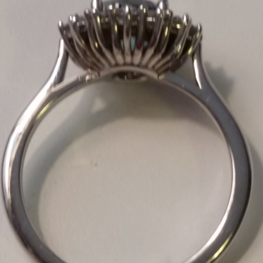 1.70 Ct Enhanced Blue Diamond Ring Halo Size 7 14K White Gold - Picture 6 of 8